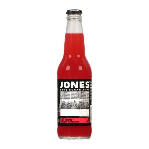 Jones Pure Cane Soda Strawberry Lime (Single/12.00 FL OZ Glass Bottle)
