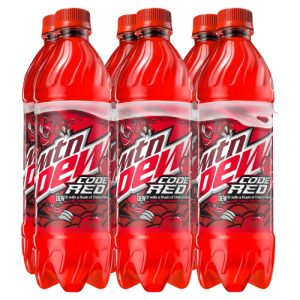Mtn Dew Code Red Soda DEW With A Rush Of Cherry  6 Count Bottles (16.9 Fl Oz)