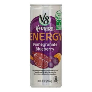 V8 V-Fusion Vegetable & Fruit Juice + Energy Pomegranate Blueberry (Single/8.00 FL OZ Can)