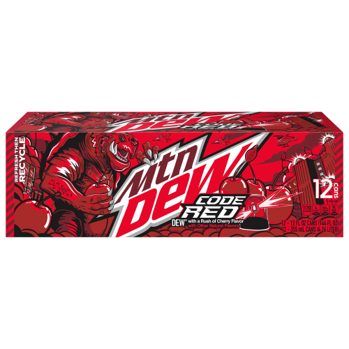 Mtn Dew Code Red Soda DEW With A Rush Of Cherry 12 Count (12 Fl Oz)
