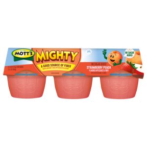 Mott's Mighty Strawberry Peach Applesauce Cups, (6 Pack/3.9 Oz)