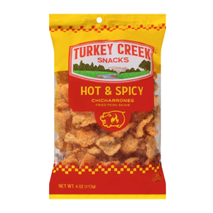 Turkey Creek Snacks Chicharron Pork Skins Hot & Spicy (Single/4.00 OZ Plastic Bag)