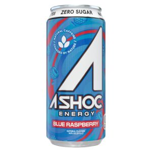 A SHOC Blue Raspberry Energy Drink can (16 fl oz)