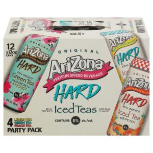 AriZona Original Iced Teas Premium Lemon Tea Green Tea, Peach Tea Spiked Beverage Party Pack 12 - Cans (12 oz)