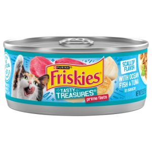 Purina Friskies Pate Wet Cat Food Tasty Treasures With Ocean Fish & Tuna and Scallop Flavor - . Can (5.5 oz)