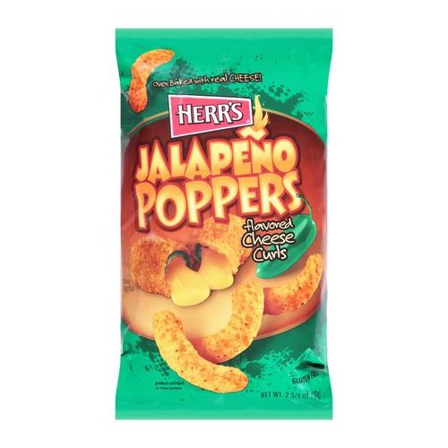 Herr's Flavored Cheese Curls Jalapeno Poppers (Single/2.75 OZ Foil Bag)