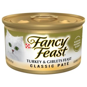 Purina Fancy Feast Pate Turkey and Giblets Feast Classic Grain Free Wet Cat Food Pate - . Can (3 oz)