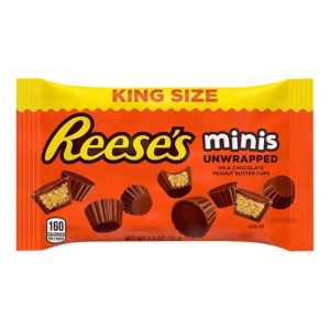 Reese's Peanut Butter Cups Candy King Size - minis - Unwrapped ... (Single/2.50 OZ Foil Bag)