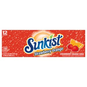 Sunkist Strawberry Orange Soda Cans, (12 Pack/12 Fl Oz)