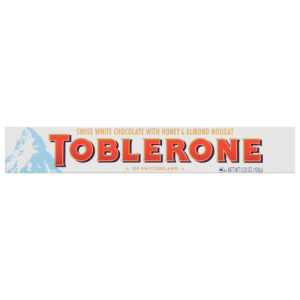 Toblerone Swiss White Chocolate Bar with Honey & Almond Nougat (3.52 oz)