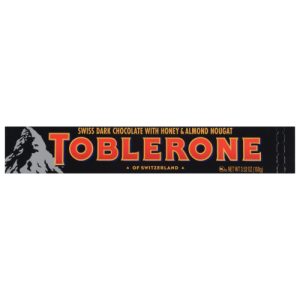 Toblerone Swiss Dark Chocolate Candy Bars with Honey and Almond Nougat Bar (3.52 oz)