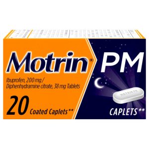 Motrin PM Caplets 200 mg Ibuprofen & 38 mg Sleep Aid, (20 ct)