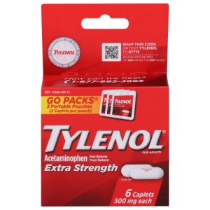Tylenol Extra Strength Acetaminophen Go Pack 6 Caplets