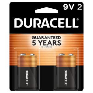 Duracell Coppertop 9V Alkaline Batteries (2 Pack)