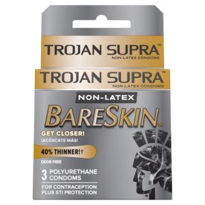 Trojan Supra Non-Latex Bareskin Lubricated Condoms (3 ct)
