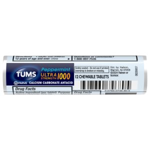 TUMS Chewable Antacid Tablets for Ultra Strength Heartburn Relief Peppermint - 12 Count Rolls
