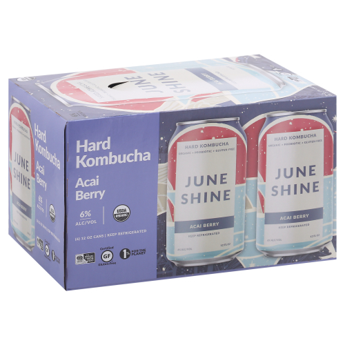 June Shine Acai Berry Hard Kombucha 6- Cans (12 oz)