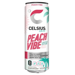 Celsius Sparkling Peach Vibe, Functional Essential Energy Drin (Single/12 oz)