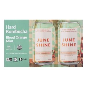 JuneShine Blood Orange Mint Hard Kombucha (6 Pack/12 oz Cans)