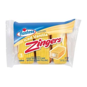 Hostess Zingers Iced Vanilla Cake with Creamy Filling (Single/3.81 OZ Plastic Wrapper)