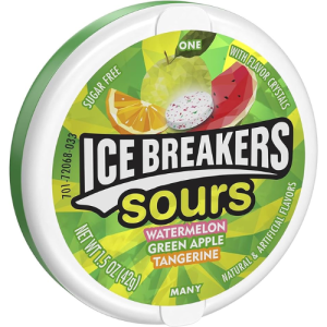 "Ice Breakers Sours (Green Apple, Tangerine & Watermelon)" (Single/1.5 OZ)