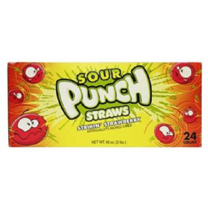 Sour Punch Straws Candy Strikin' Strawberry (Single/2.00 OZ Plastic Bag)