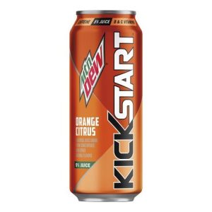 Mountain Dew Kickstart Flavored Sparkling Juice Beverage Energizing Citrus Orange (Single/16.00 FL OZ Can)
