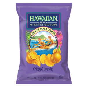 Hawaiian Brand Kettle Style Potato Chips Sweet Maui Onion (Single/4.75 OZ Bag)