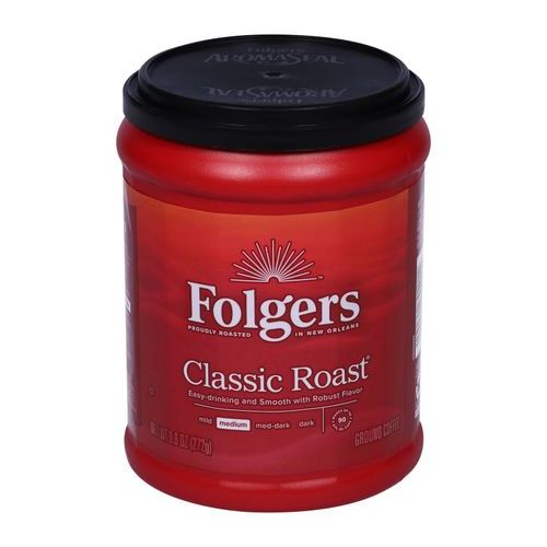 Folgers Classic Roast Ground Coffee Medium (Single/9.06 OZ Plastic Jar)