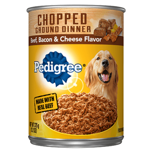 Pedigree Chopped Ground Dinner Beef, Bacon & Cheese Flavor (Single/13.2 oz Can)