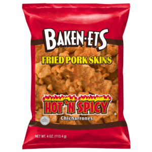 Baken-Ets Hot 'N Spicy Flavored Fried Pork Skins (Single/4 oz)