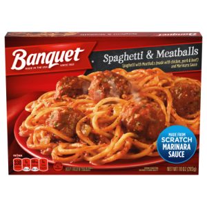 Banquet Classic Spaghetti and Meatballs Frozen Serve Meal 10 Ounce (Single)