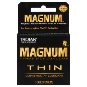 Trojan Magnum Thin Ultrasmooth Lubricant Latex Condoms Large Size (3 ea)