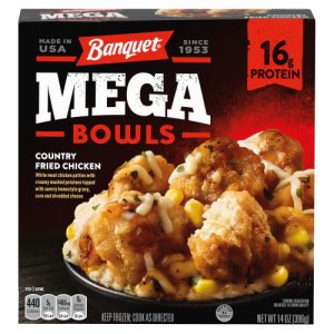 Banquet Mega Bowls Frozen Meal Country Fried Chicken, 14 Ounce