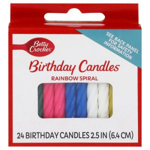 Betty Crocker 2.5 Inch Rainbow Spiral Birthday Candles (24 ea)