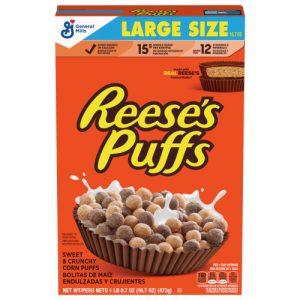 Reese's Puffs Chocolatey Peanut Butter Cereal, Large Size Box (16.7 OZ)
