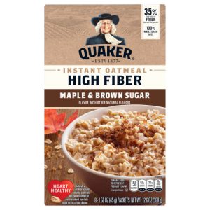 Quaker Instant Oatmeal High Fiber Maple & Brown Sugar 8 Count (1.58 Oz)